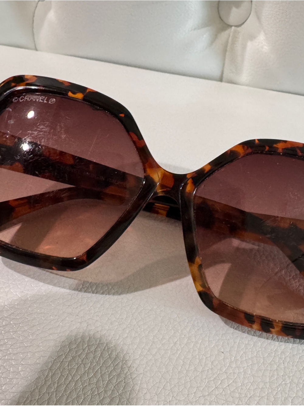 CHANEL Tortoiseshell Square Oversized Sunglasses with Brown Gradient Lenses